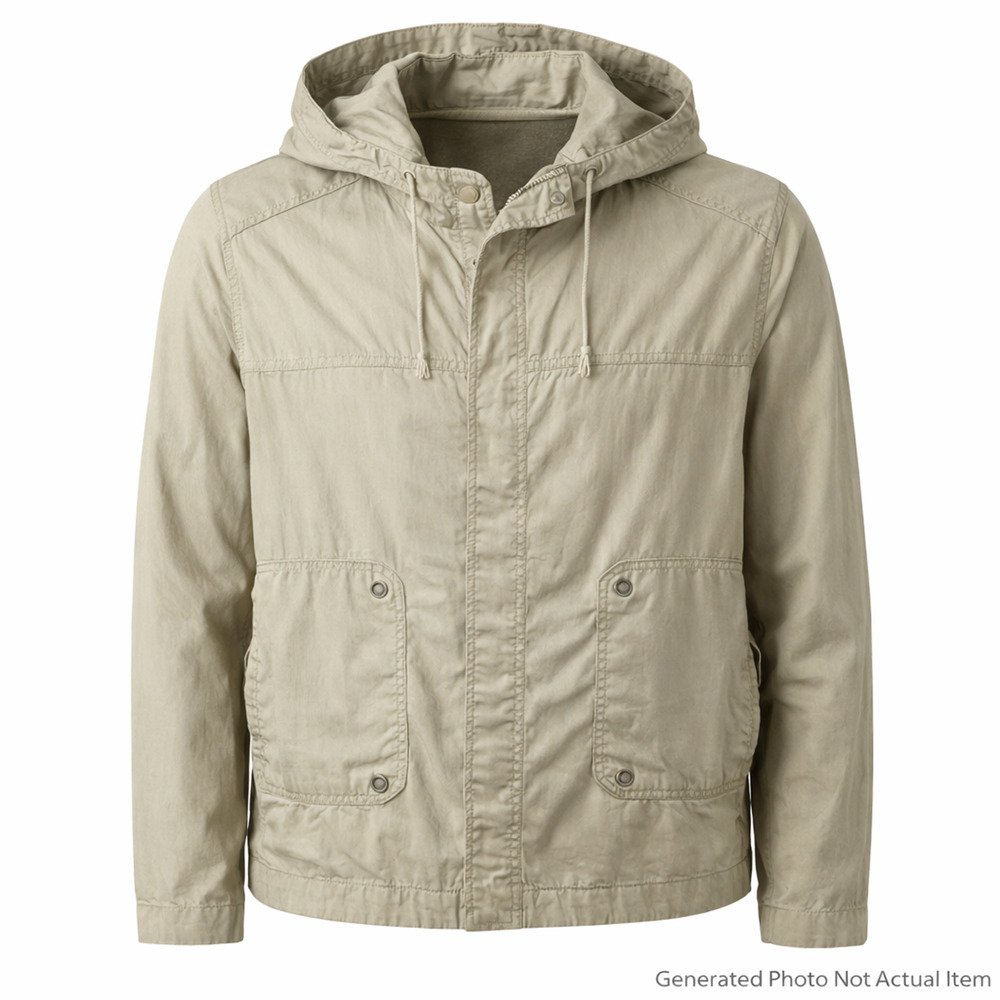 Unionbay Women's Beige Hooded Utility Jacket Casual Cotton Field Coat Large